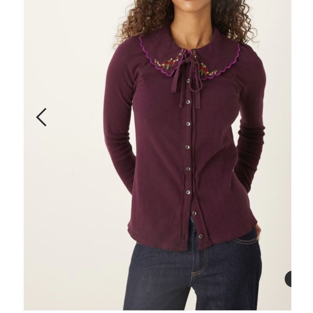 Free People Juniper Long Sleeve Cardi Top Buttondown Embroidered XL NWT 284274
